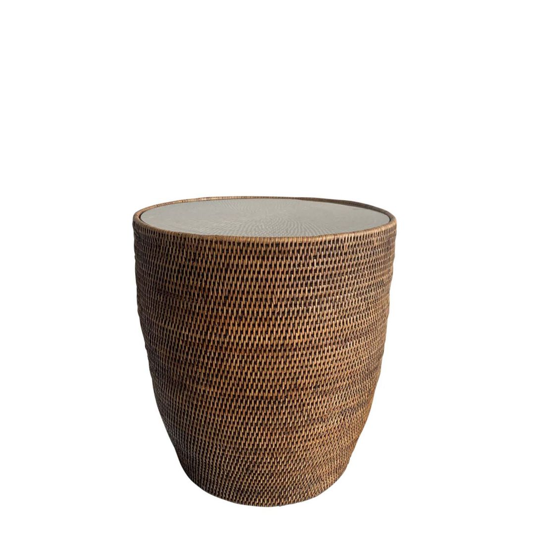 Rattan Drum Side Table | Little Coco