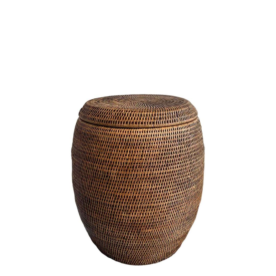 Rattan Drum Laundry Stool | Little Coco